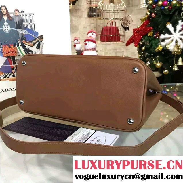 Prada Galleria Soft City Tote Bag with Grommet Detail 1BA274 Brown 2016