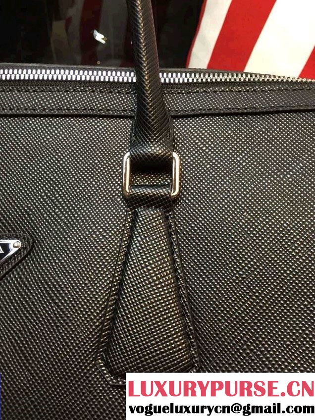 Prada Toro Leather Weekender Travel Luggage Bag 2VC372 Black 2016