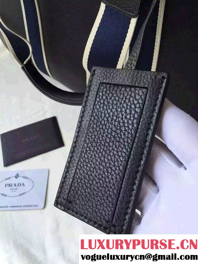 Prada Leather Weekender Travel Luggage Carry-On Bag 0917 Black 2016