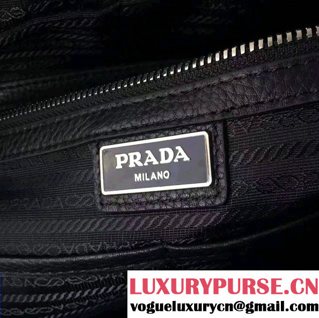 Prada Leather Weekender Travel Luggage Carry-On Bag 0917 Black 2016