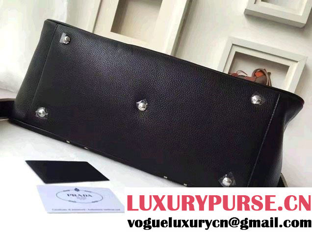 Prada Leather Weekender Travel Luggage Carry-On Bag 0917 Black 2016