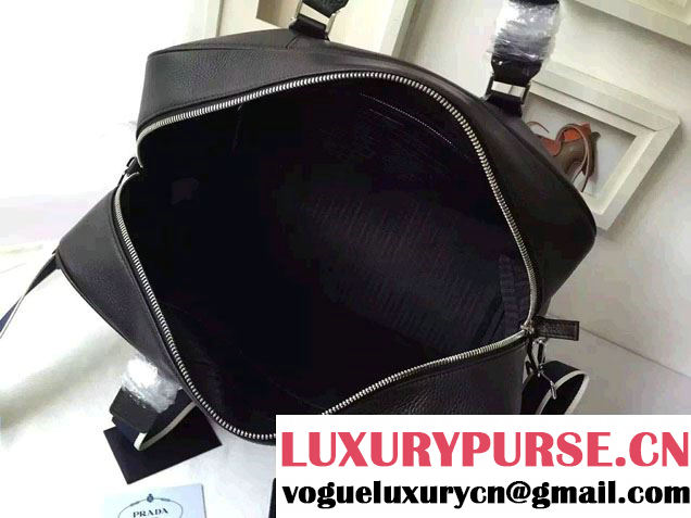 Prada Leather Weekender Travel Luggage Carry-On Bag 0917 Black 2016
