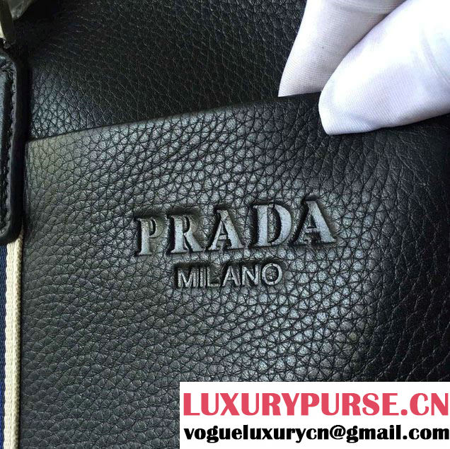 Prada Leather Weekender Travel Luggage Carry-On Bag 0917 Black 2016
