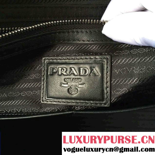 Prada Leather Weekender Travel Luggage Carry-On Bag 0807 Black 2016