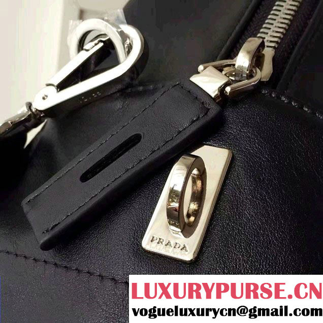 Prada Leather Weekender Travel Luggage Carry-On Bag 0807 Black 2016