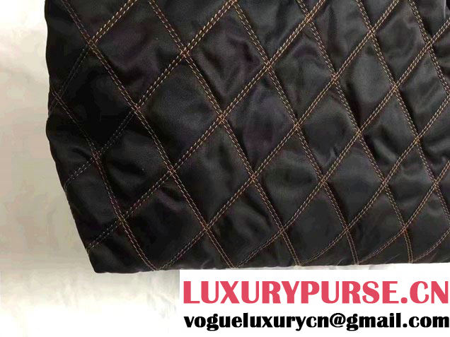 Prada Quilted Fabric Tote Bag 1BG085 Black/Brown 2017