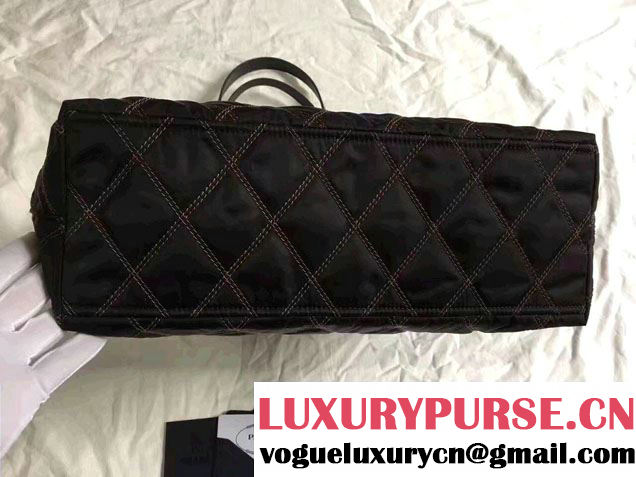 Prada Quilted Fabric Tote Bag 1BG085 Black/Brown 2017