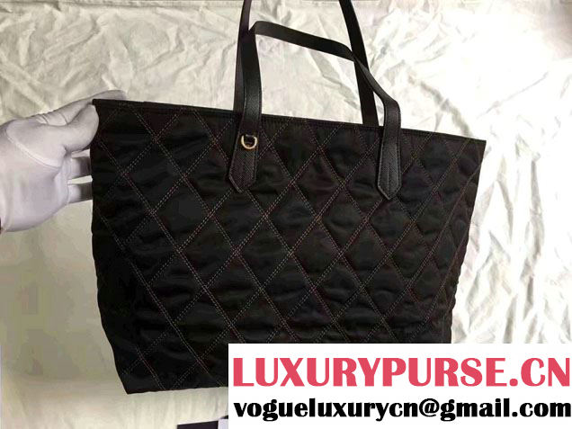 Prada Quilted Fabric Tote Bag 1BG085 Black/Brown 2017