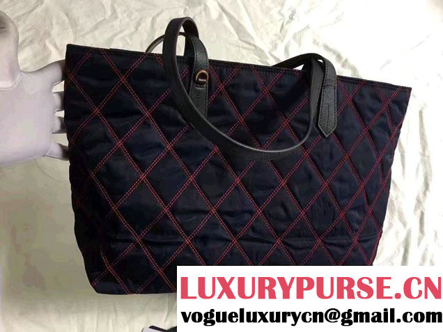 Prada Quilted Fabric Tote Bag 1BG085 Blue/Red 2017