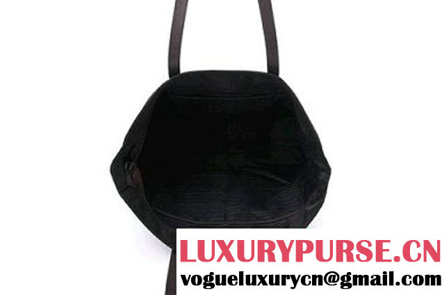 Prada VA0883 Checkered Canvas Tote Bag Black  