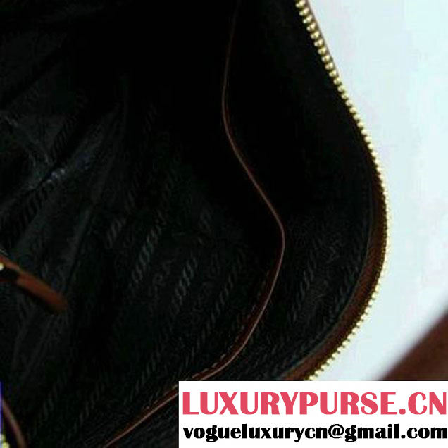 Prada Calf Leather Shoulder Bag BR4690 Brown  