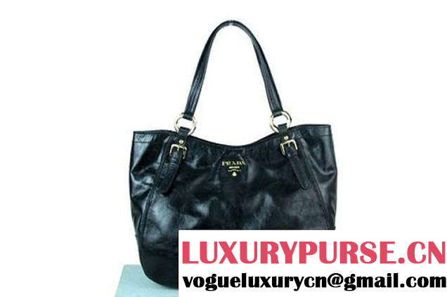 Prada Bright Leather Shoulder Bag BR4691 Black