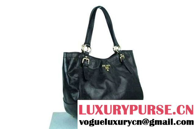 Prada Bright Leather Shoulder Bag BR4691 Black  