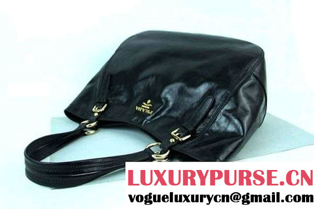 Prada Bright Leather Shoulder Bag BR4691 Black  