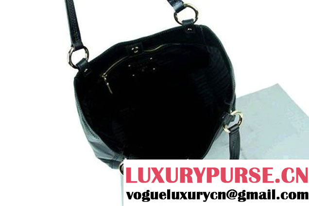 Prada Bright Leather Shoulder Bag BR4691 Black  