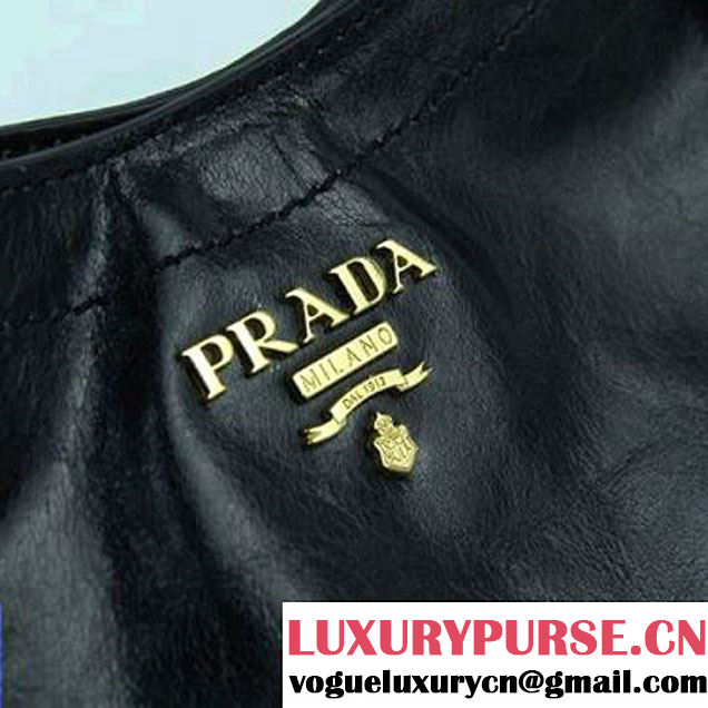 Prada Bright Leather Shoulder Bag BR4691 Black  