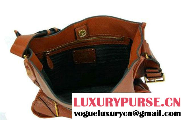 Prada Calf Leather Hobo Bag BR4737 Brown  