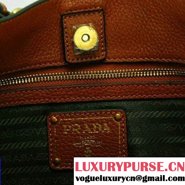 Prada Calf Leather Hobo Bag BR4737 Brown  