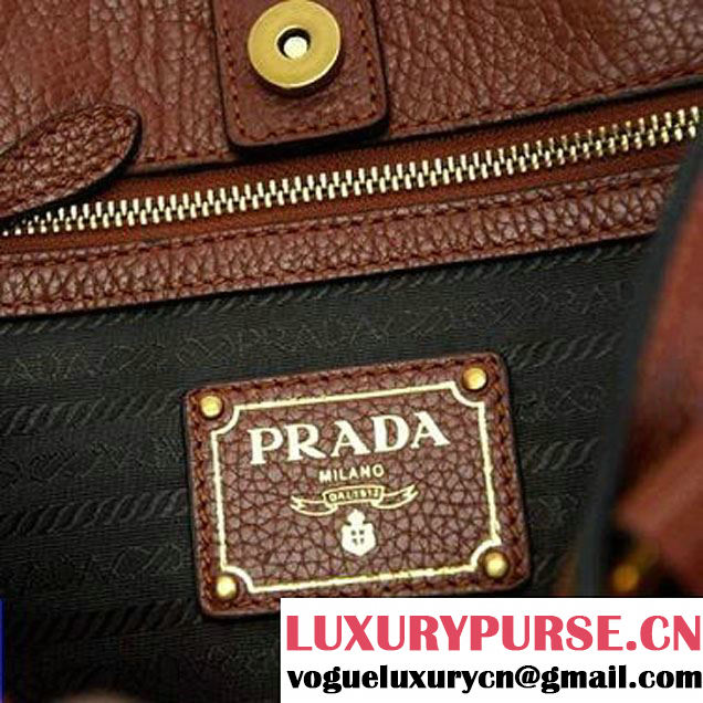 Prada Calf Leather Hobo Bag BR4739 Brown  