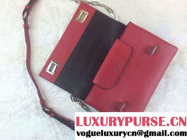 Prada Lux Calf Leather Flap Shoulder Bag in Red