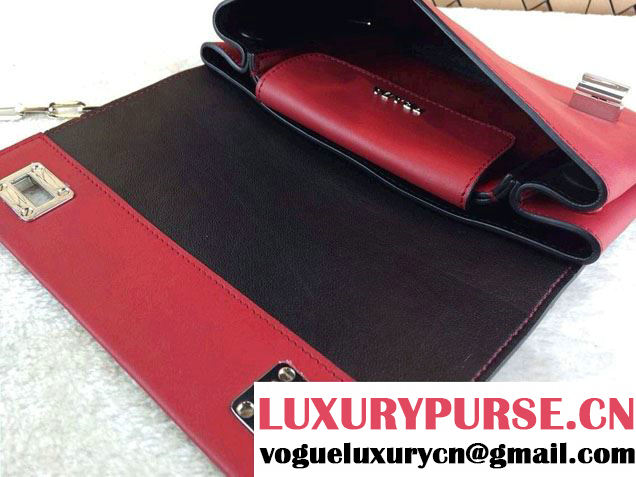 Prada Lux Calf Leather Flap Shoulder Bag in Red