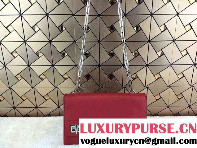 Prada Lux Calf Leather Flap Shoulder Bag in Red