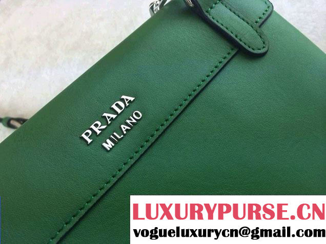 Prada Lux Calf Leather Flap Shoulder Bag in Green