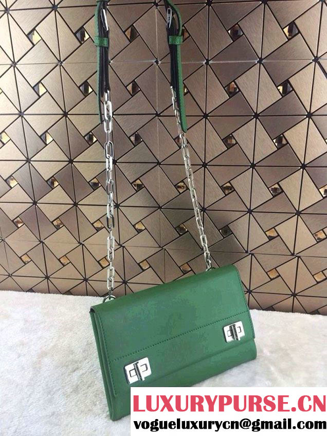 Prada Lux Calf Leather Flap Shoulder Bag in Green