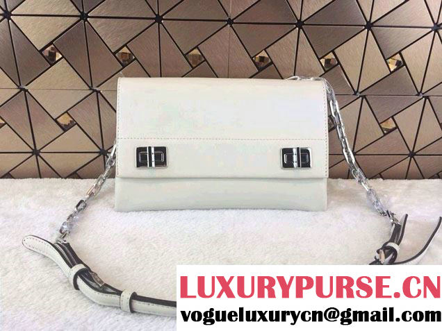 Prada Lux Calf Leather Flap Shoulder Bag in White