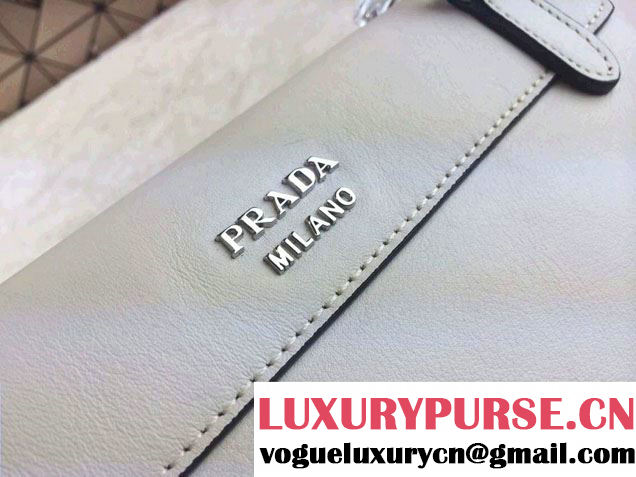 Prada Lux Calf Leather Flap Shoulder Bag in White