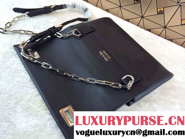 Prada Lux Calf Leather Flap Shoulder Bag in Black