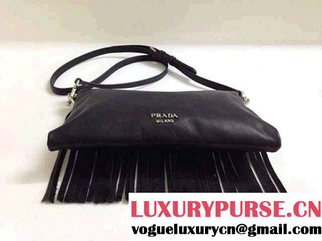 Prada Leather Shoulder Bag with Fringe