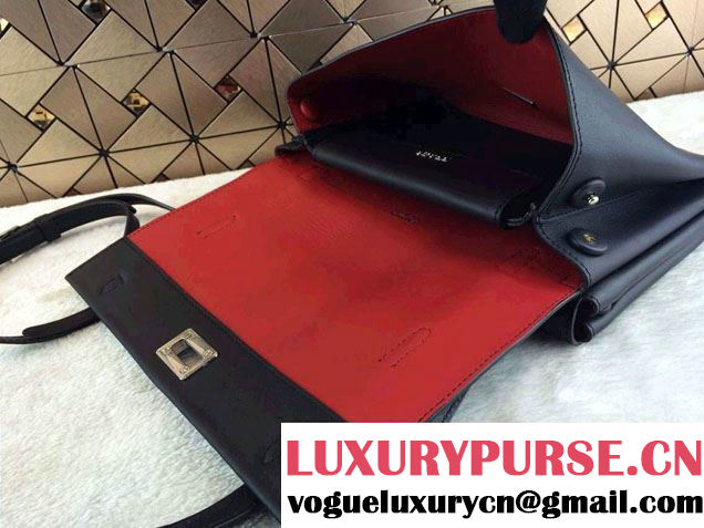 Prada Lux Calf Leather Flap Shoulder Bag BT0993 Black Fall 2014
