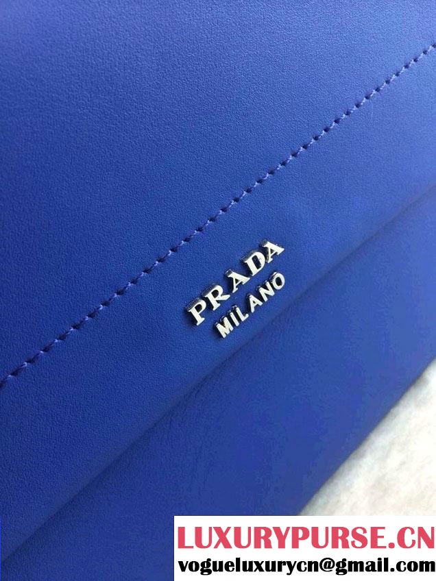 Prada Lux Calf Leather Flap Shoulder Bag BT0993 Ink Blue Fall 2014