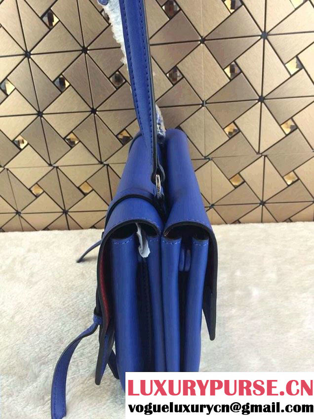 Prada Lux Calf Leather Flap Shoulder Bag BT0993 Ink Blue Fall 2014
