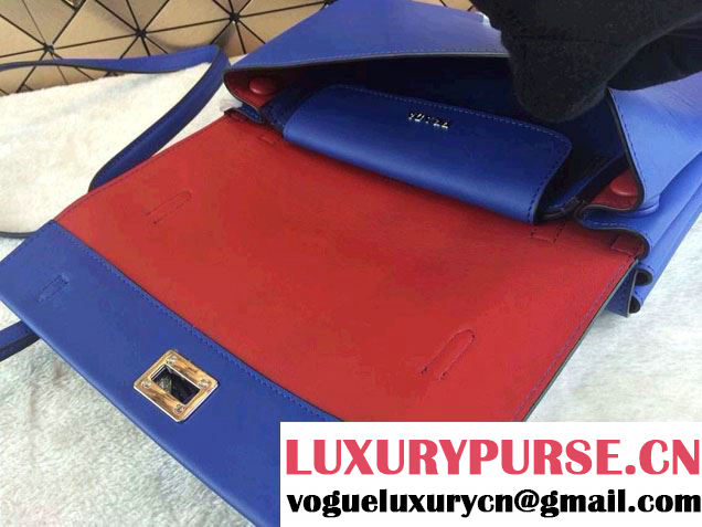 Prada Lux Calf Leather Flap Shoulder Bag BT0993 Ink Blue Fall 2014