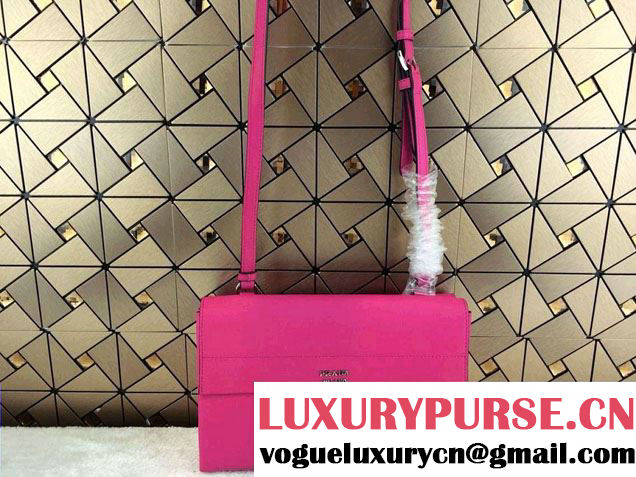 Prada Lux Calf Leather Flap Shoulder Bag BT0993 Fushia Fall 2014