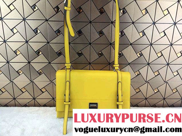 Prada Lux Calf Leather Flap Shoulder Bag BT0993 Yellow Fall 2014