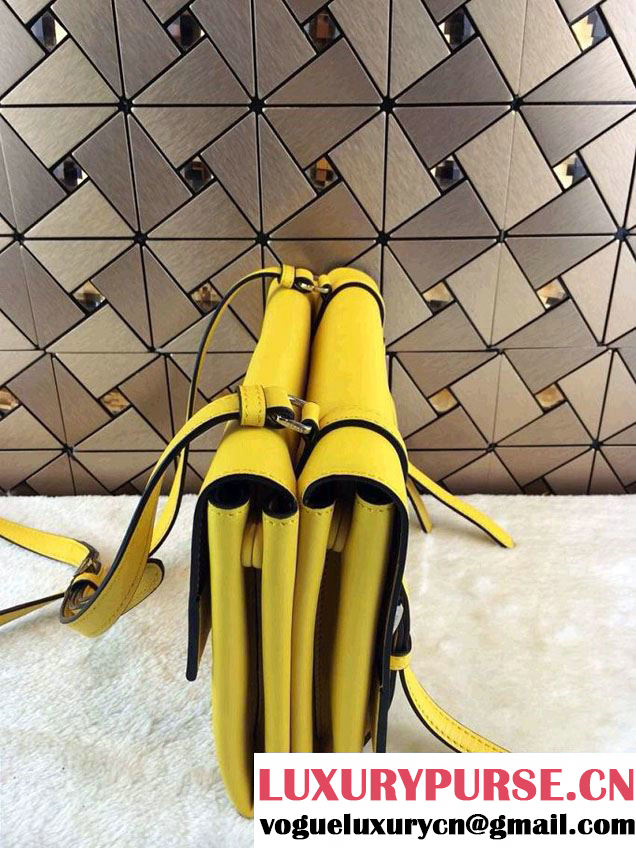 Prada Lux Calf Leather Flap Shoulder Bag BT0993 Yellow Fall 2014