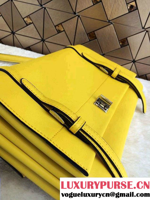 Prada Lux Calf Leather Flap Shoulder Bag BT0993 Yellow Fall 2014