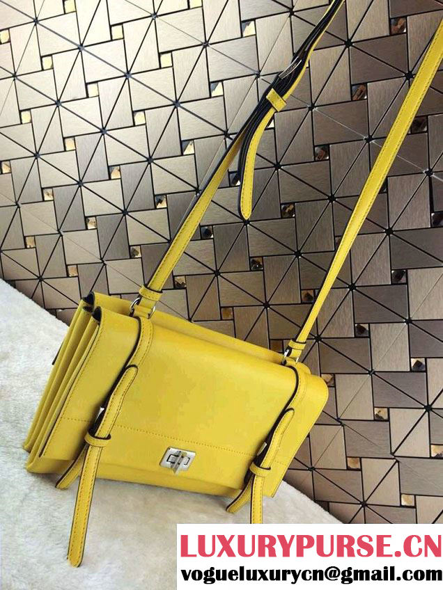 Prada Lux Calf Leather Flap Shoulder Bag BT0993 Yellow Fall 2014