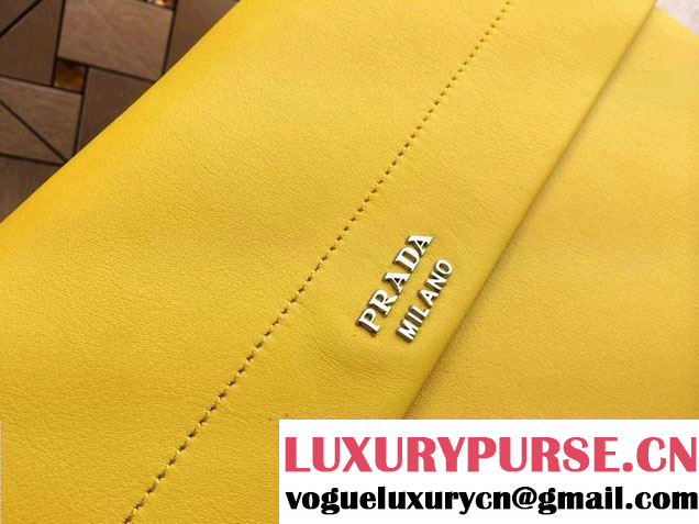Prada Lux Calf Leather Flap Shoulder Bag BT0993 Yellow Fall 2014