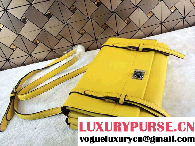 Prada Lux Calf Leather Flap Shoulder Bag BT0993 Yellow Fall 2014