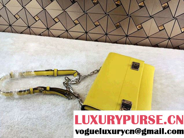 Prada Lux Calf Leather Flap Shoulder Bag BT0995 Yellow Fall 2014