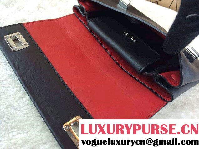 Prada Lux Calf Leather Flap Shoulder Bag BT0995 Black Fall 2014