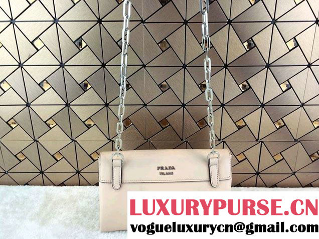 Prada Lux Calf Leather Flap Shoulder Bag BT0995 Beige Fall 2014