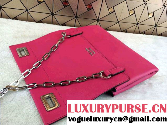 Prada Lux Calf Leather Flap Shoulder Bag BT0995 Fushia Fall 2014