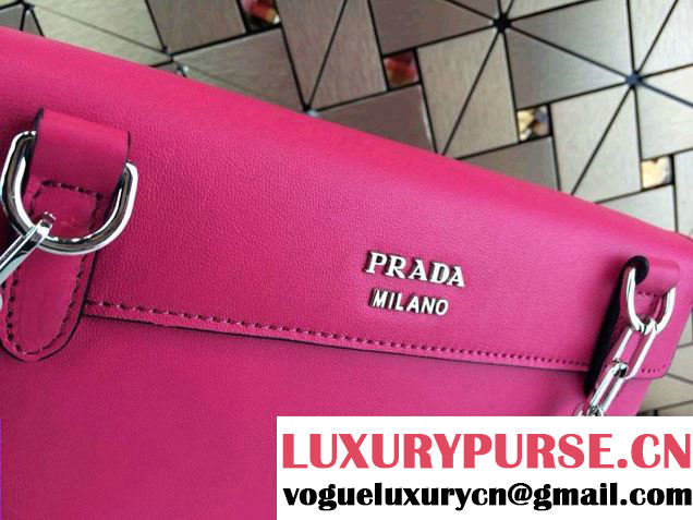 Prada Lux Calf Leather Flap Shoulder Bag BT0995 Fushia Fall 2014