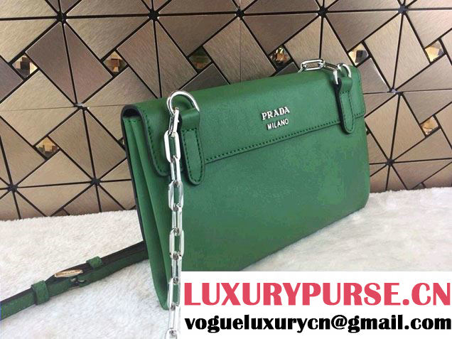 Prada Lux Calf Leather Flap Shoulder Bag BT0995 Green Fall 2014