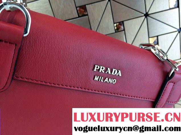 Prada Lux Calf Leather Flap Shoulder Bag BT0995 Red Fall 2014